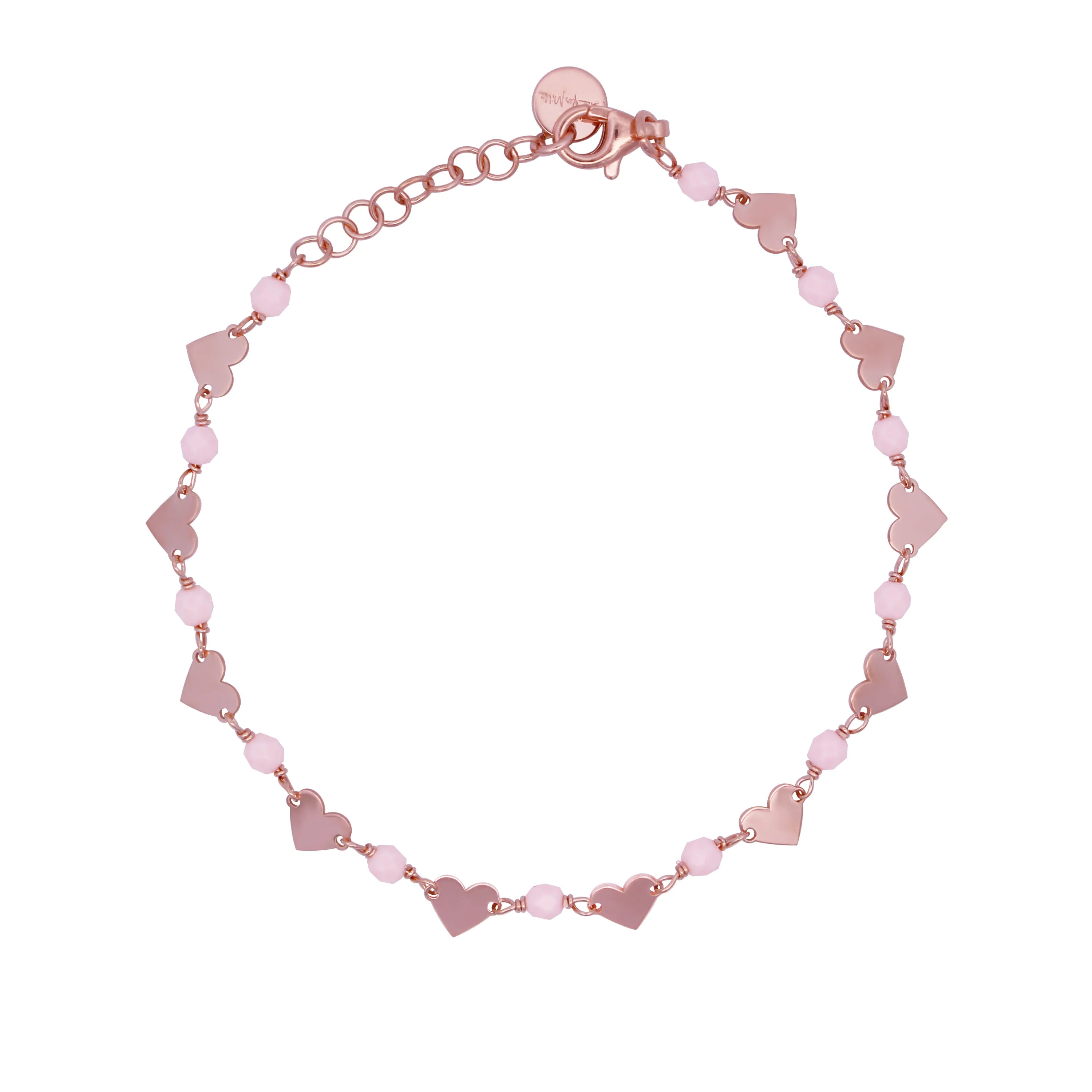 Braccialetto Incatenato Cuori Pietre Rosa Adulto - Io&Ro