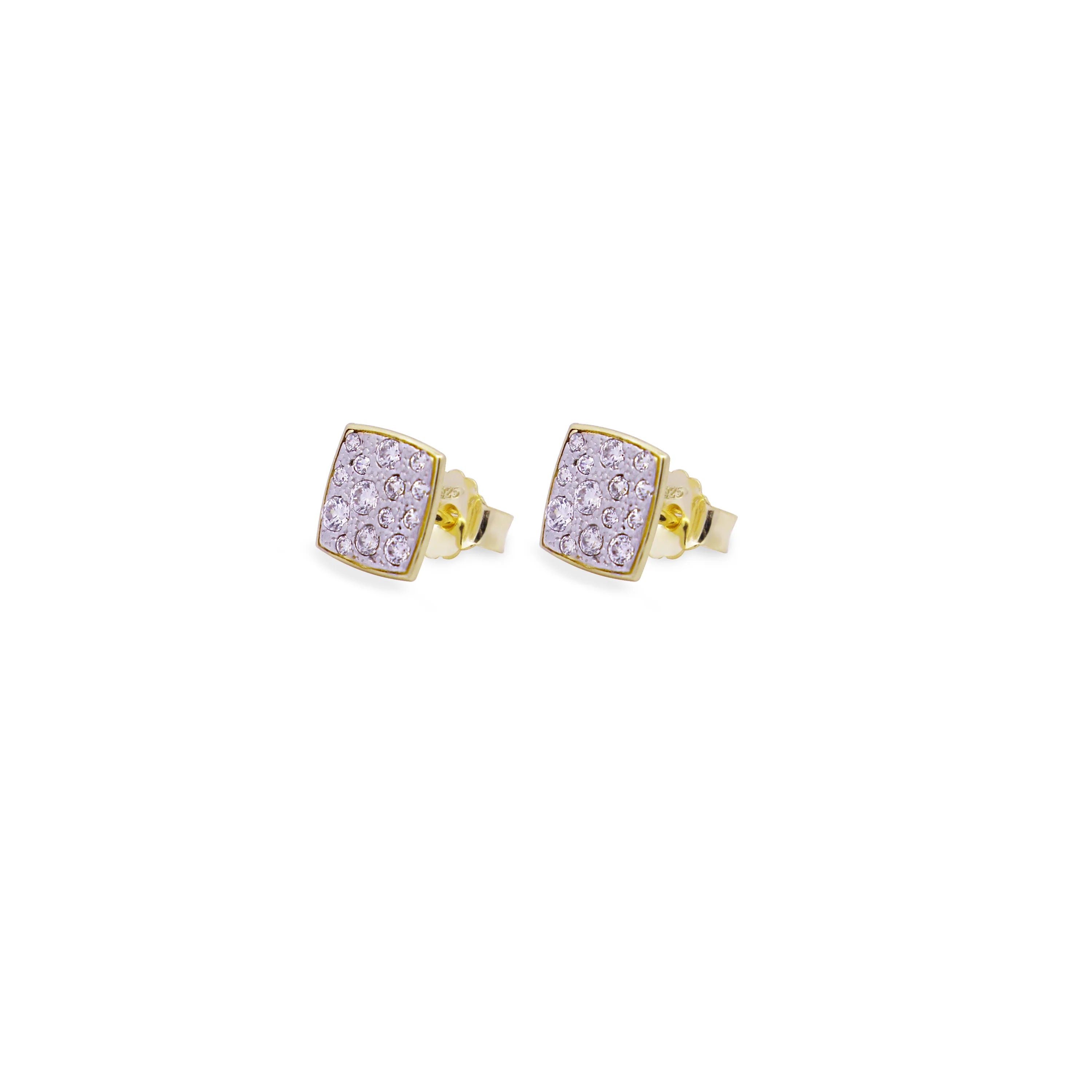 Orecchini Lobo Quadrato Pavè Small - Stardust Ten