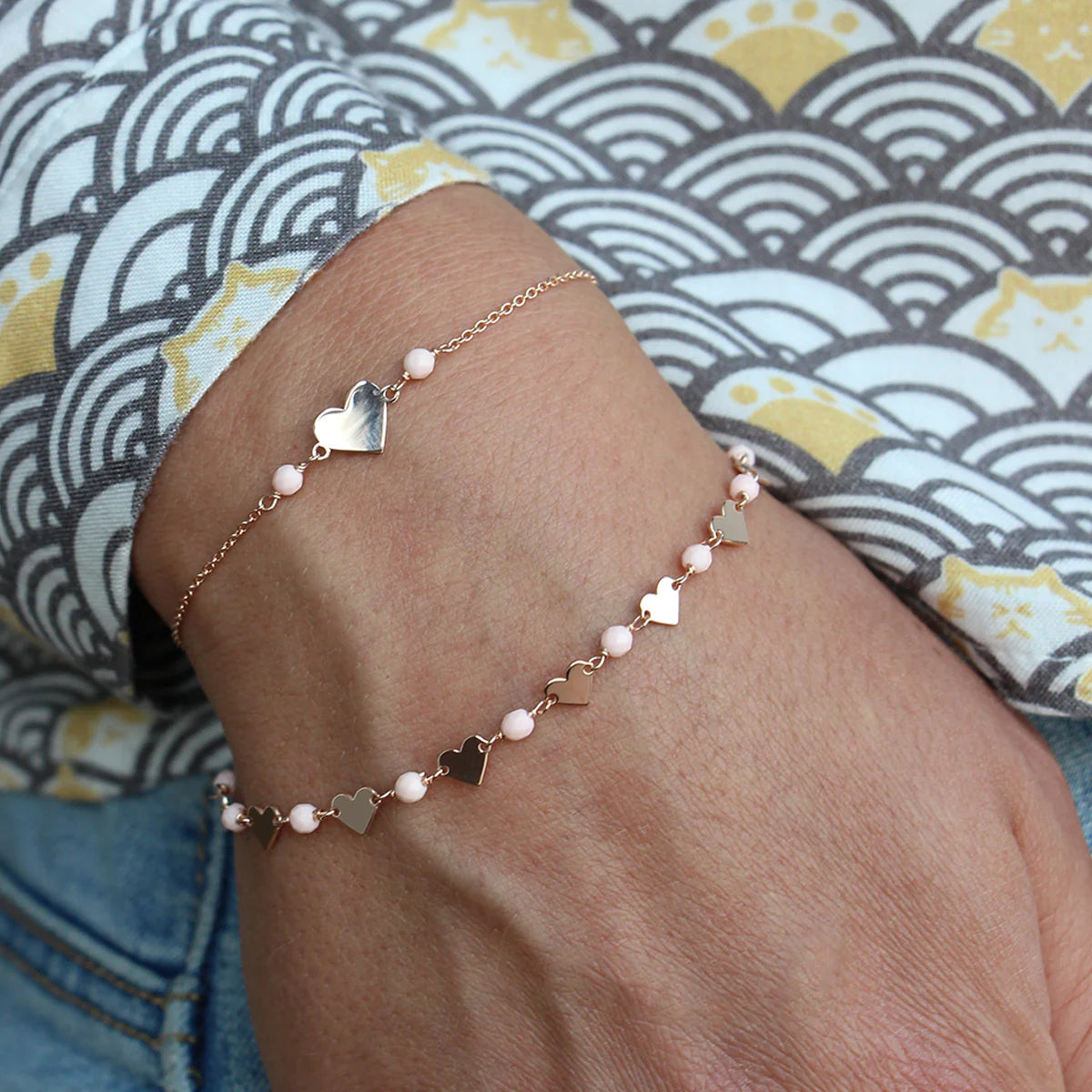 Bracciale Catenella Cuore Pietre Rosa Adulto - Io&Ro