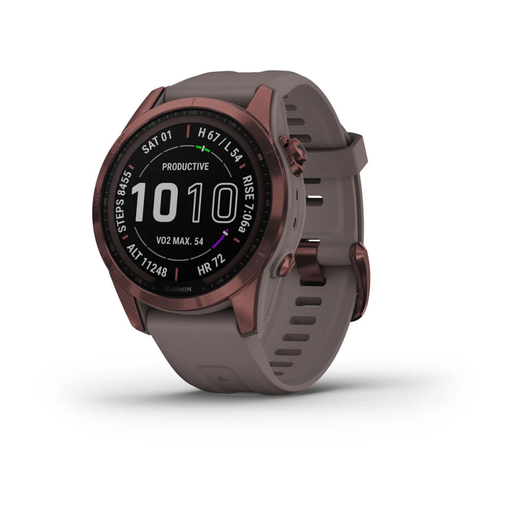 fēnix® 7S - 42mm - Sapphire Solar Edition Titanium Dark Bronze con cinturino Shale Grey