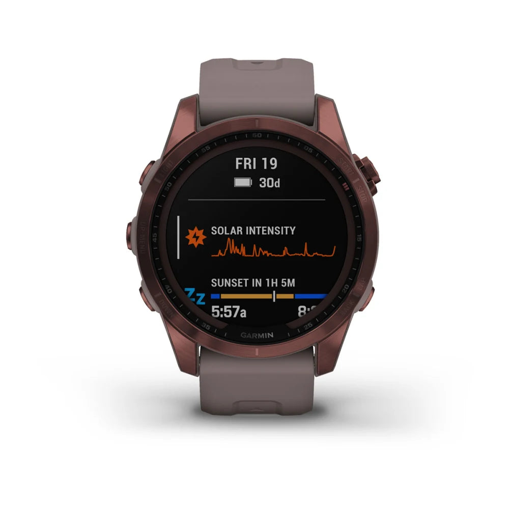 fēnix® 7S - 42mm - Sapphire Solar Edition Titanium Dark Bronze con cinturino Shale Grey