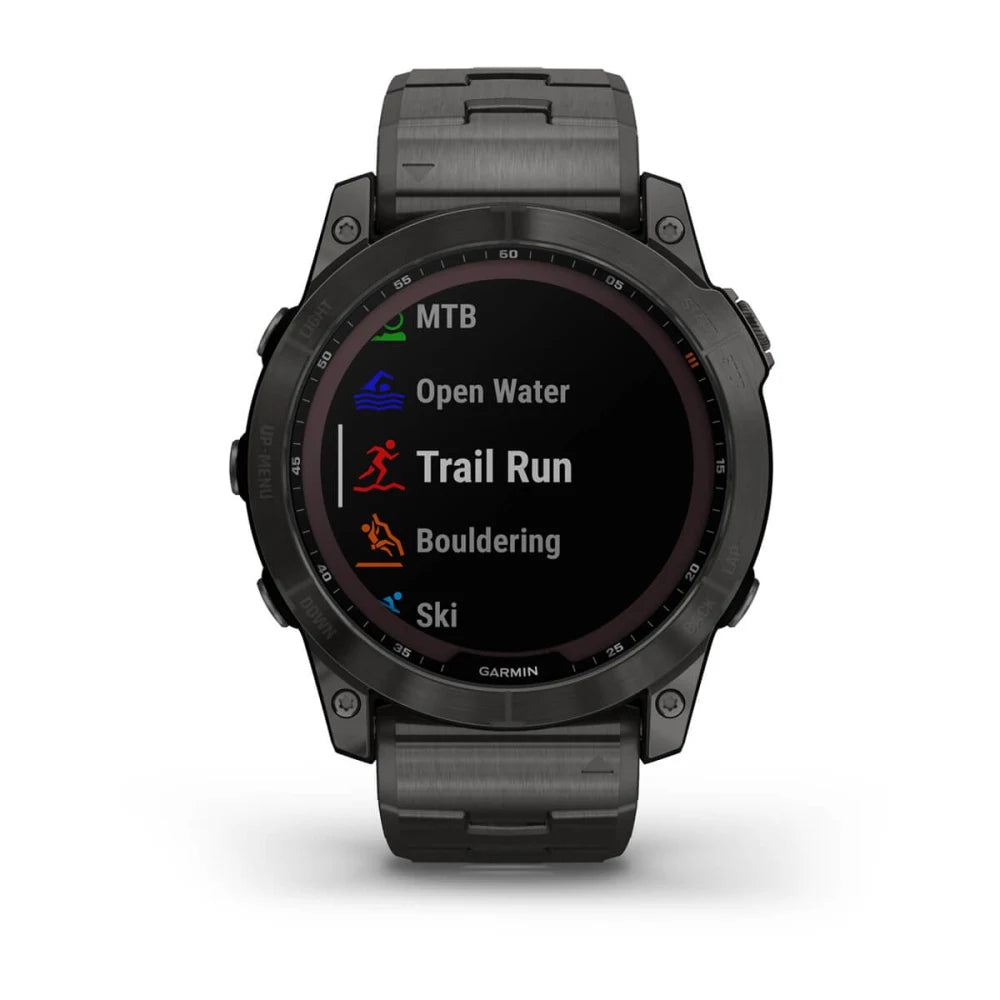 fēnix® 7X – Sapphire Solar Edition - 51mm - Titanium Carbon Grey DLC con bracciale Vented Titanium Carbon Grey DLC