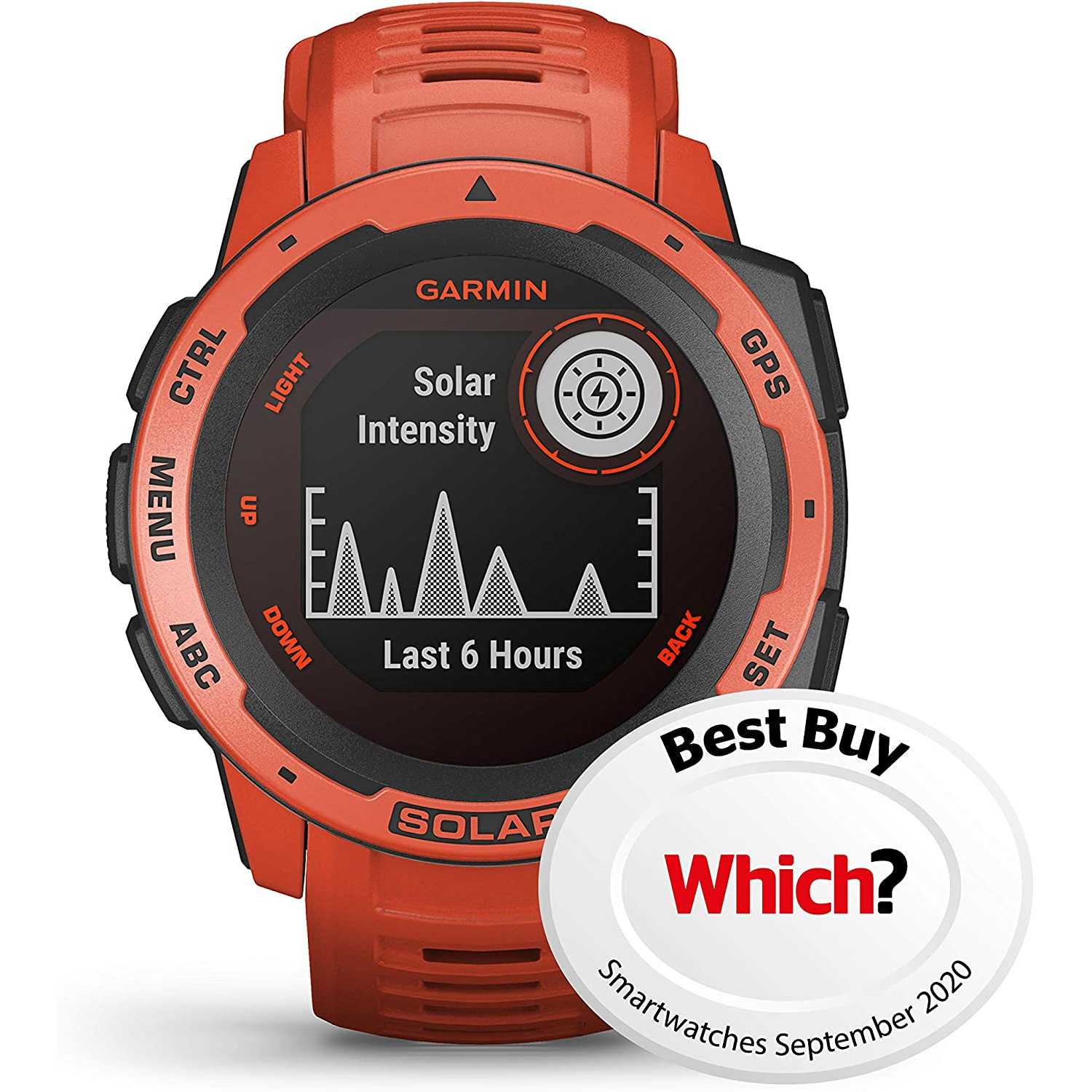 Garmin Instinct Solar, Flame Red - Smartwatch Gps Ultra-Resistente con Ricarica Solare, Cardio, Pulseox, App Multisport, Rosso Rosso Instinct Solar