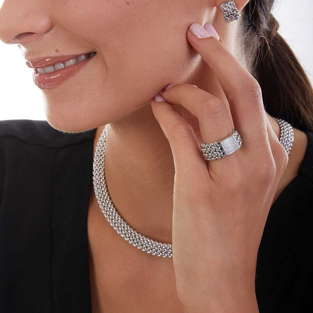 Anello in argento bianco Chicco con cubic zirconia